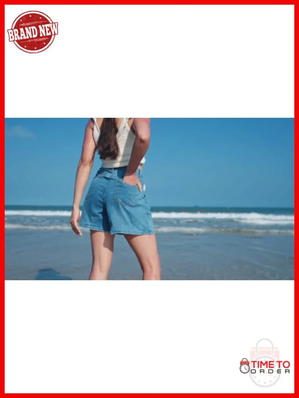 High Waisted Wide Leg Denim Jean Shorts with Bloomer Detail Stretchy Loose Fit